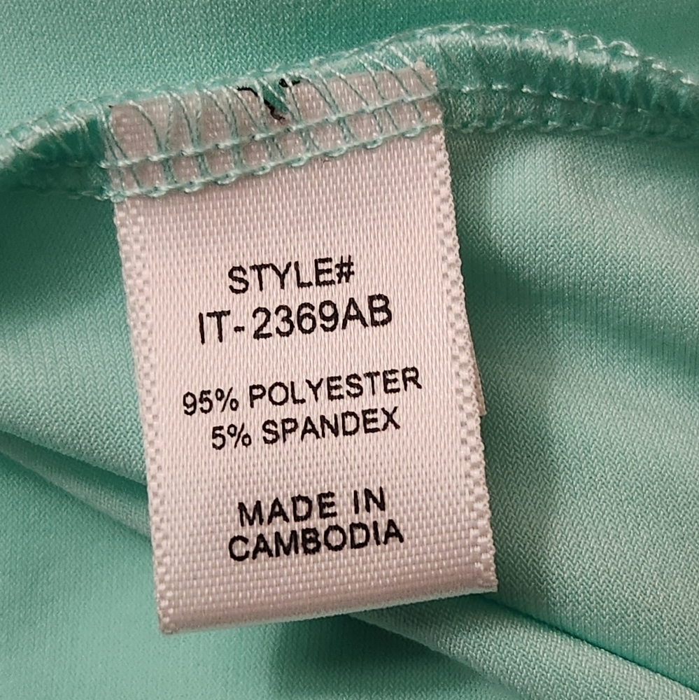 3/$25 Zenana bright pastel seafoam green long sleeve gold zipper blouse size L - Picture 9 of 11